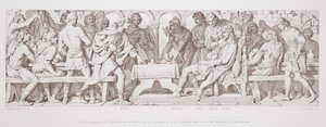 Harold, conquistador en Stamford, y herido, se sienta en un banquete en York, y un heraldo anuncia el desembarco del Duque Guillermo, de 
